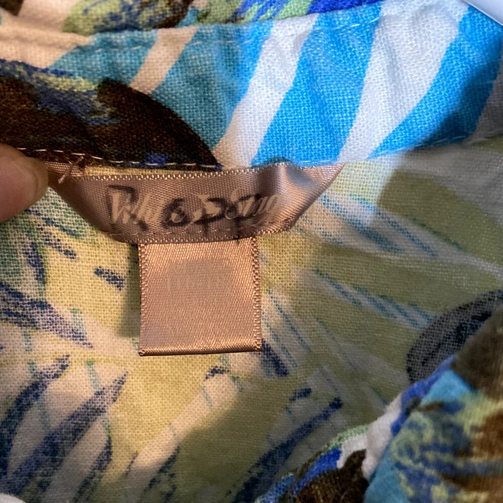 White Stag Hawaiian Button Up Shirt Linen Short Sleeve Tropical Palm Print XL - Picture 2 of 4